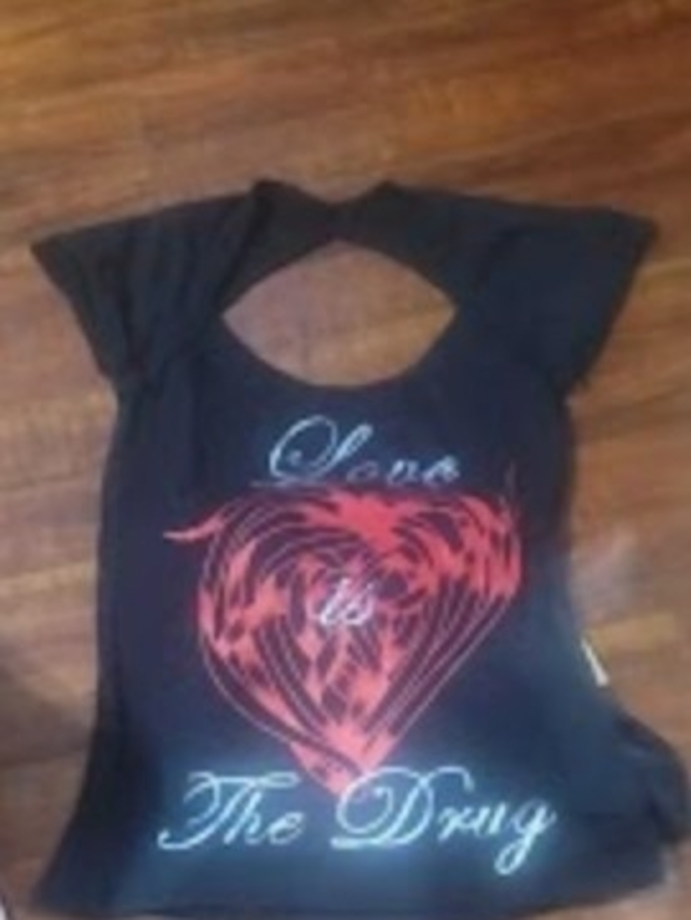 Morphine Generation Black Tee with Red Heart Graphic